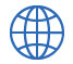 Bule globe line-style icon on a white background, representing Amstep being a global leader in anti-slip protection.